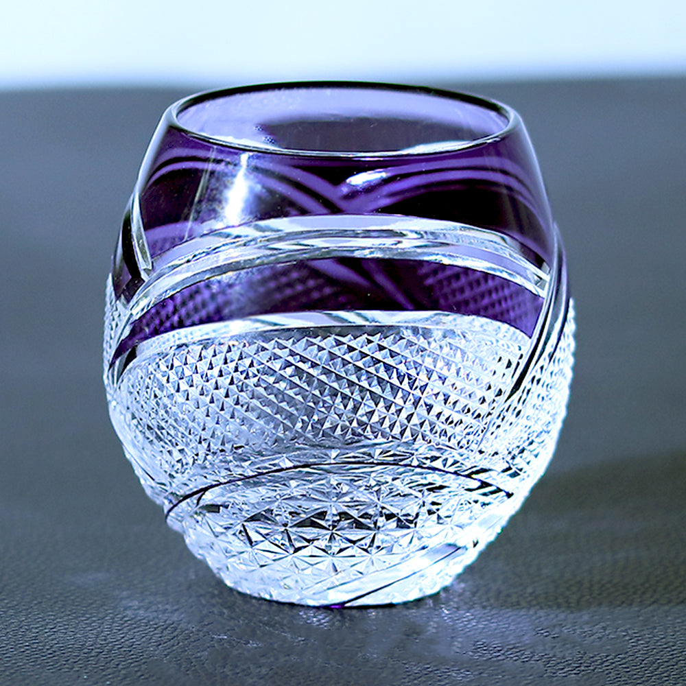 Side angle of Full Moon Scimitar Purple Crystal Glass - JINZHI GLASS crystal glassware