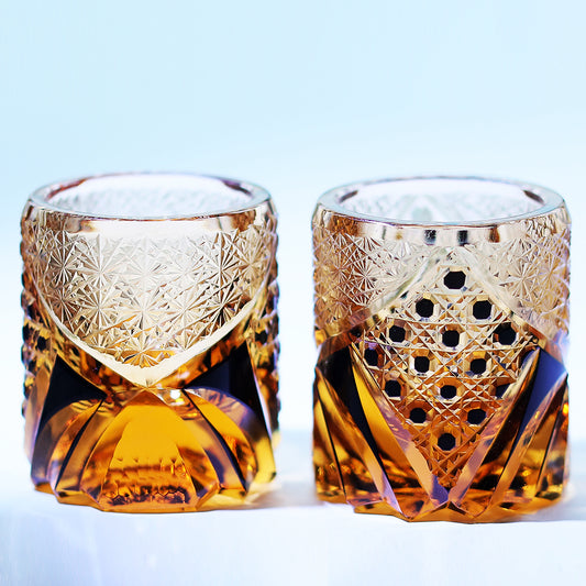 JP-016-2 Small Edo Kiriko Handcrafted Dark Knight Shot Glass 30 ml Black Japanese Style Sake Glass Cup