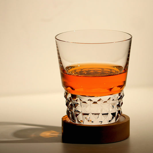 Clear Crystal Diamond Cut Whisky Glasses 9oz