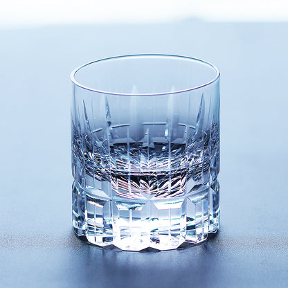 JP-070 210 ml Handcrafts Clear Crystal Whiskey Glasses Cylindrical With Edo Kiriko‘s Carved Crosshatching Of Lines Design