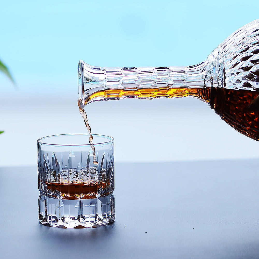 JP-070 210 ml Handcrafts Clear Crystal Whiskey Glasses Cylindrical With Edo Kiriko‘s Carved Crosshatching Of Lines Design