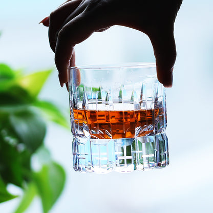 JP-070 210 ml Handcrafts Clear Crystal Whiskey Glasses Cylindrical With Edo Kiriko‘s Carved Crosshatching Of Lines Design