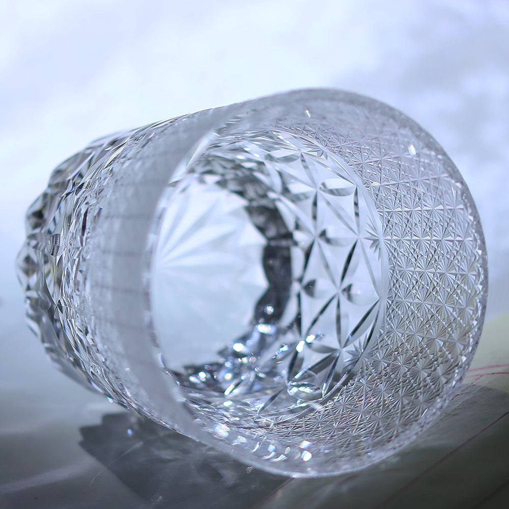 JP-125 240 ml Japanese Style Edo Kiriko K9 Crystal Whisky Glass Tumbler with Chrysanthemum Design