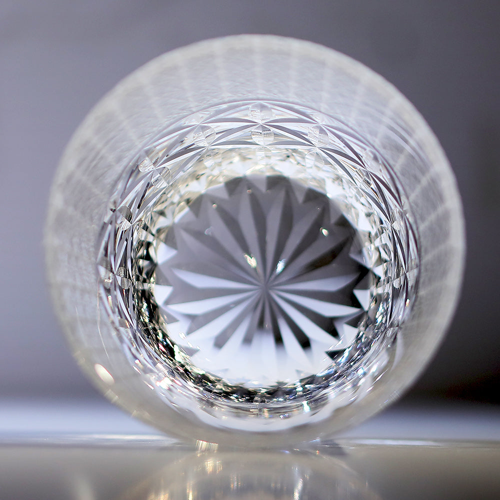 JP-125 240 ml Japanese Style Edo Kiriko K9 Crystal Whisky Glass Tumbler with Chrysanthemum Design