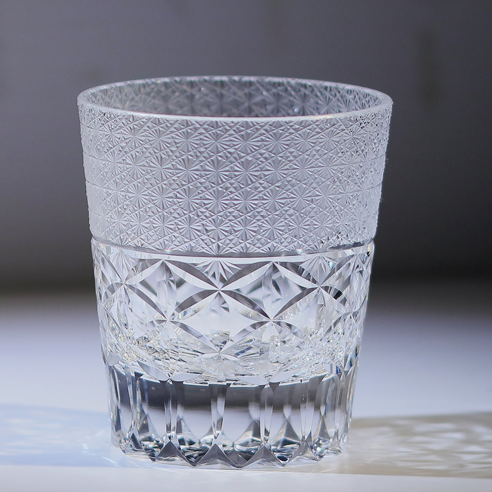 JP-125 240 ml Japanese Style Edo Kiriko K9 Crystal Whisky Glass Tumbler with Chrysanthemum Design