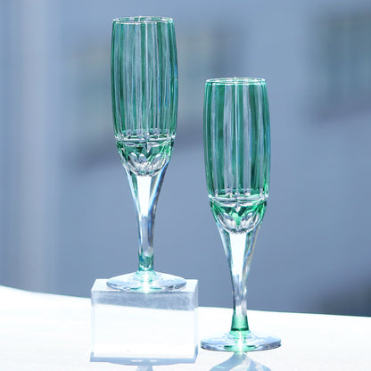 JP-058-4 180 ml Hand Cuts Bamboo Green Crystal Glass Champagne Coupe