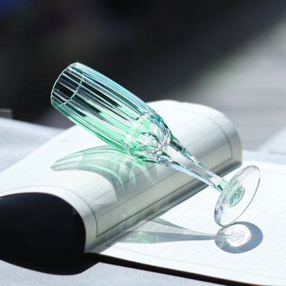 JP-058-4 180 ml Hand Cuts Bamboo Green Crystal Glass Champagne Coupe