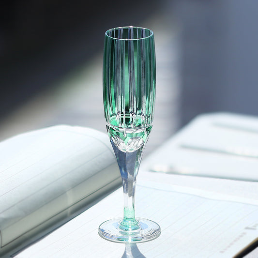 Bamboo Green Crystal Glass Champagne Flute