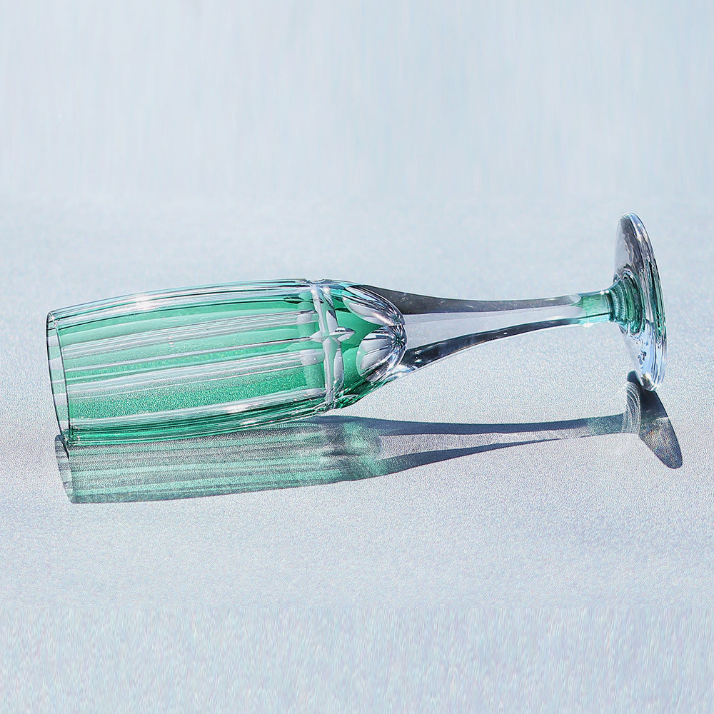 Bamboo Green Crystal Glass Champagne Flute