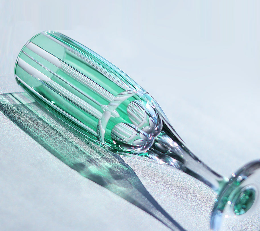 Bamboo Green Crystal Glass Champagne Flute