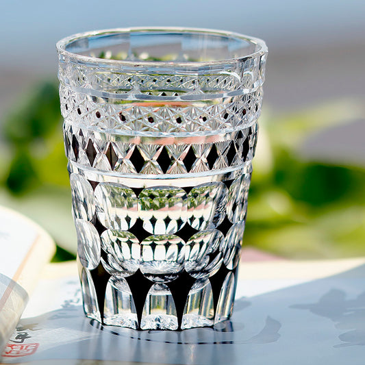 JP-137 New Delicate Bohemia Style High Whiskey Cocktail Glass Black Tinted Crystal Glass Highball Glass Tumblers 280ml With Gift Box