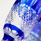 JP-098  Luxury Hand Cut Lotus Design and Dark Blue Color Cased Crystal Glass Champagne Flutes 5 oz