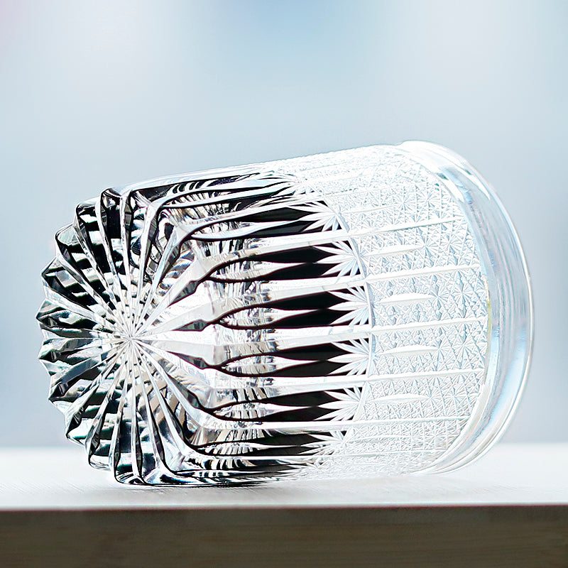 JP-130-1  Japanese Style Edo Kiriko Handcrafted Stellar Nexus Whisky Glasses Black With Gift Box