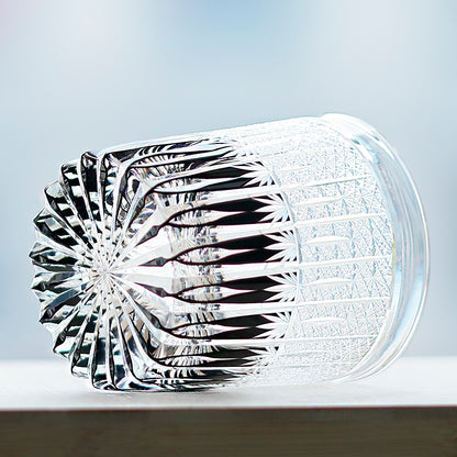 JP-130-1  Japanese Style Edo Kiriko Handcrafted Stellar Nexus Whisky Glasses Black With Gift Box