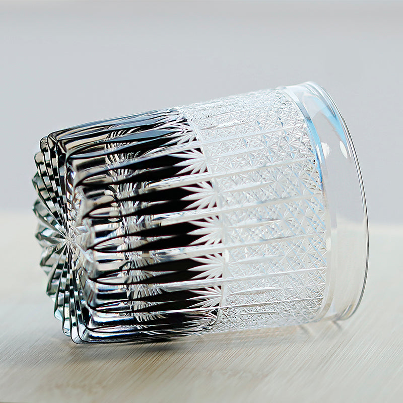 JP-130-1  Japanese Style Edo Kiriko Handcrafted Stellar Nexus Whisky Glasses Black With Gift Box