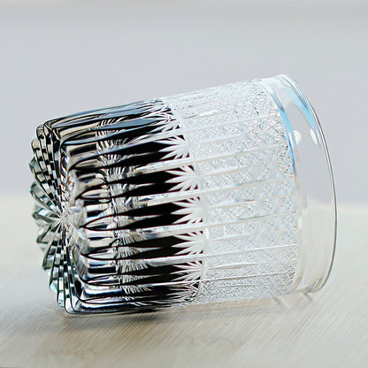 JP-130-1  Japanese Style Edo Kiriko Handcrafted Stellar Nexus Whisky Glasses Black With Gift Box