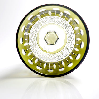 JP-097 150ml 5oz Hand Blown Chartreuse Color Cased Glass Stem Wine Glass Goblet Hand Cutting Lotus Deisgn
