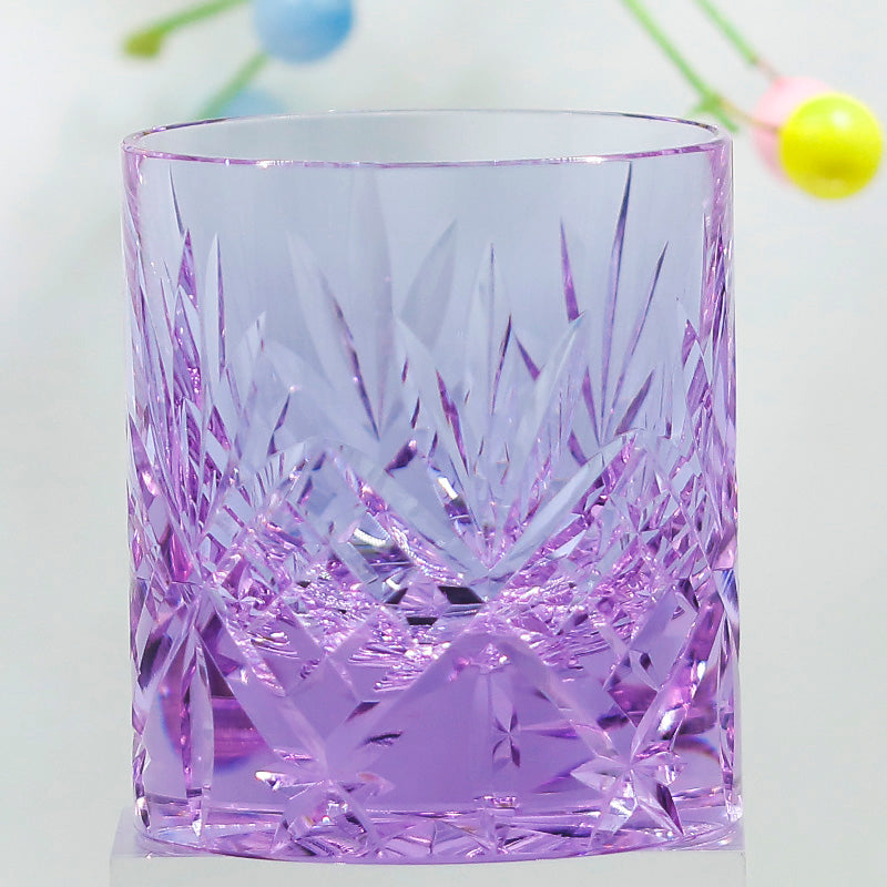 K9 Crystal Glass Whiskey Tumbler Edo Kiriko 7oz Green Purple