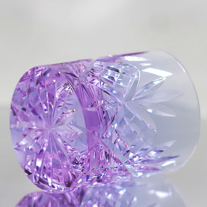 JP-128 Japanese Style Edo Kiriko's Purple K9 Crystal Glass Cocktail Whiskey Tumbler In Gift Box