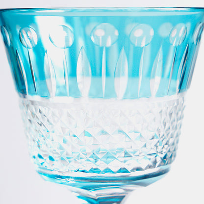 Hand-Cut Crystal Wine Glass Sky Blue