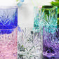 JP-128 Japanese Style Edo Kiriko's Purple K9 Crystal Glass Cocktail Whiskey Tumbler In Gift Box