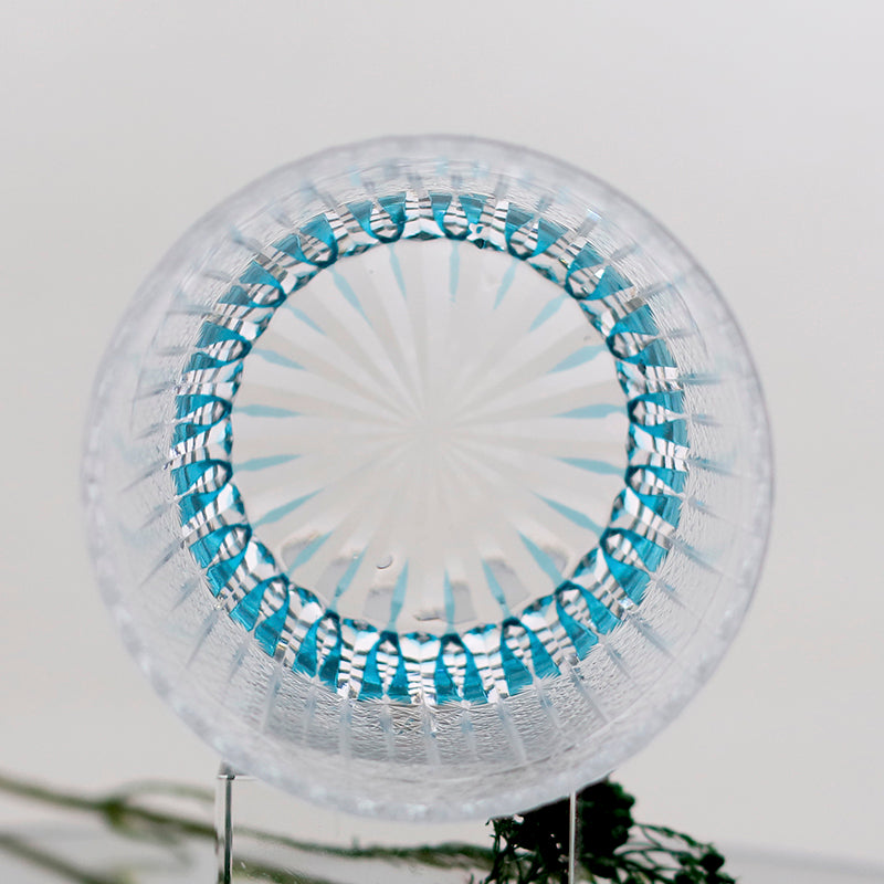 JP-130-2 New Summer Sea Blue Crystal Glass Whiskey Old Fashioned Tumbler Edo Kiriko Beach Rocks Cocktail Cup With Gift Box