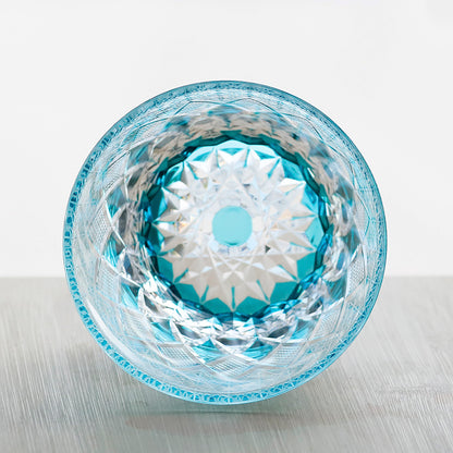 JP-140  Hand Cut To Clear Sky Blue Crystal Glass Old Fashioned Tumbler Edo Kiriko Beach Whiskey Rocks Cocktail Glasses With Gift Box