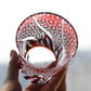 JP-017 220ml Flared Shaped Hand Cut To Clear Ruby Red Table Drinking Tumbler Edo Kiriko's Sea Wave Red Color Cased Glass Whiskey Tumblers