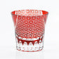 JP-017 220ml Bamboo Leaves Hand Cut To Clear Table Tumbler Flared Shaped Color Cased Glass Whiskey Tumblers Ruby Red Edo Kiriko Rock glass