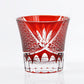 JP-017 220ml Bamboo Leaves Hand Cut To Clear Table Tumbler Flared Shaped Color Cased Glass Whiskey Tumblers Ruby Red Edo Kiriko Rock glass