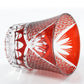 JP-017 220ml Bamboo Leaves Hand Cut To Clear Table Tumbler Flared Shaped Color Cased Glass Whiskey Tumblers Ruby Red Edo Kiriko Rock glass