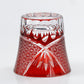 JP-017 220ml Bamboo Leaves Hand Cut To Clear Table Tumbler Flared Shaped Color Cased Glass Whiskey Tumblers Ruby Red Edo Kiriko Rock glass