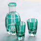 JP-058-2 Japanese Style Green Cased Glass Sake Glass Set Edo Kiriko‘s Bamboo Stem Design Sake Carafe And Sake Glass Cup