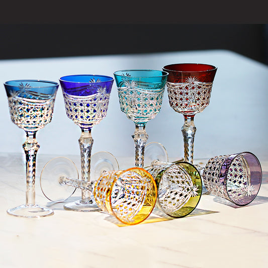 Side angle of Hand-Cut Crystal White Wine Glass - JINZHI GLASS crystal glassware