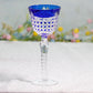 JP-100 Czech Hand Cut To Clear Blue Wine Glass Goblet Dark Blue Hock Glasses