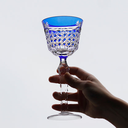 Hand-Cut Crystal Liqueur/Wine Glass Blue