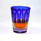 JP-095 10 oz Handcrafts Blue Cased Crystal Glass Cocktail Whiskey Tumbler Edo Kiriko Diamond Pearl Star-Cut Design