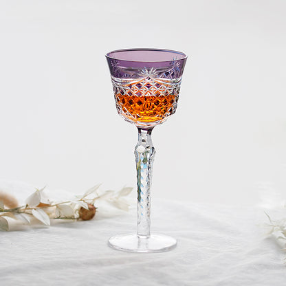 JP-100  Luxury Hand Cut To Clear and Purple Tinted Glass Wine Goblet Hock Glasses For Party Barware Home Tableware