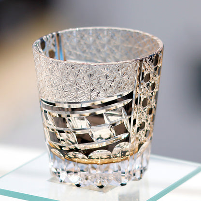 JP-142 32 cl hand cut to amber black whiskey glasses edo kiriko colored old fashioned glasses bar wine cup with gift box