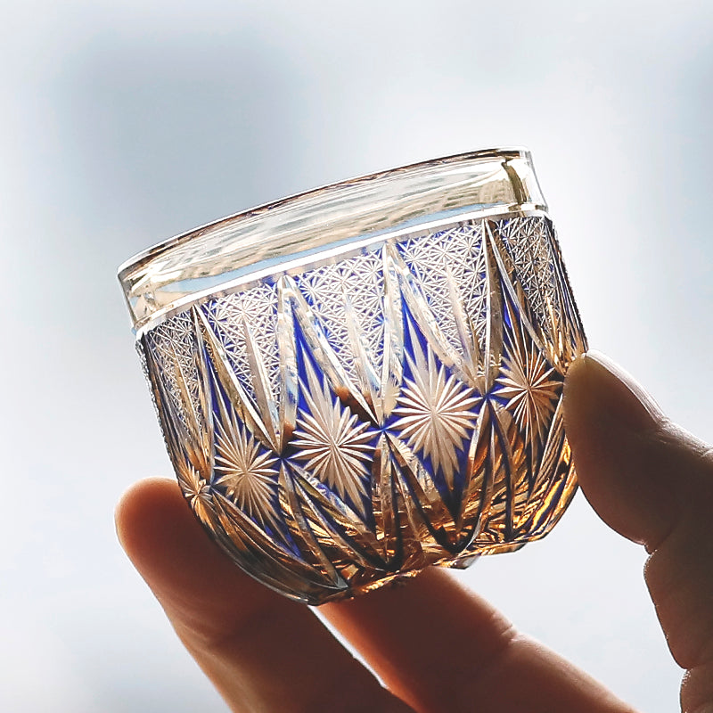 QJ-03 60ml Handmade Edo Kiriko Sake Glasses Amber Blue Min Shot Glasses guest party favors