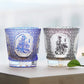 JP-143 320ml Hand Made Blue Amber Whiksey Old Fashioned Glass Tumbler Etched Carved Four Great Beauties Of Ancient China Pattern