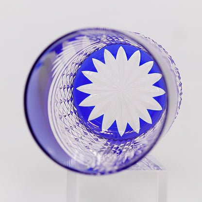 In use of Hand-Cut Edo Kiriko Fan Pattern Whiskey Tumbler - JINZHI GLASS crystal glassware