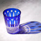 JP-095 10 oz Handcrafts Blue Cased Crystal Glass Cocktail Whiskey Tumbler Edo Kiriko Diamond Pearl Star-Cut Design