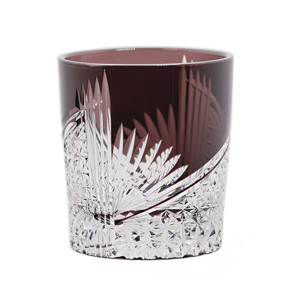 Hand-Cut Edo Kiriko Fan Pattern Whiskey Tumbler Purple