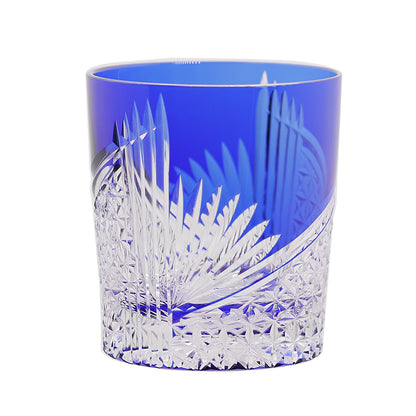 Close-up of Hand-Cut Edo Kiriko Fan Pattern Whiskey Tumbler - JINZHI GLASS crystal glassware