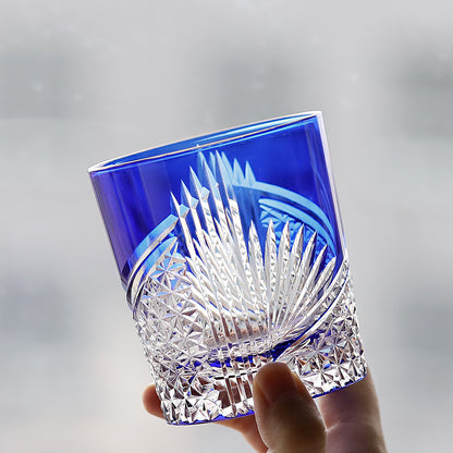 Hand-Cut Edo Kiriko Fan Pattern Whiskey Tumbler