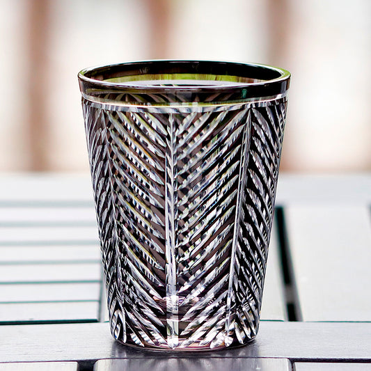 Side angle of Feather Design Hand Cut Edo Kiriko Highball Glass Tumbler - JINZHI GLASS crystal glassware