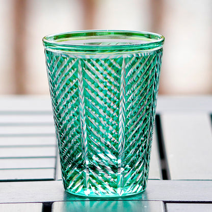 Feather Design Hand Cut Edo Kiriko Highball Glass Tumbler