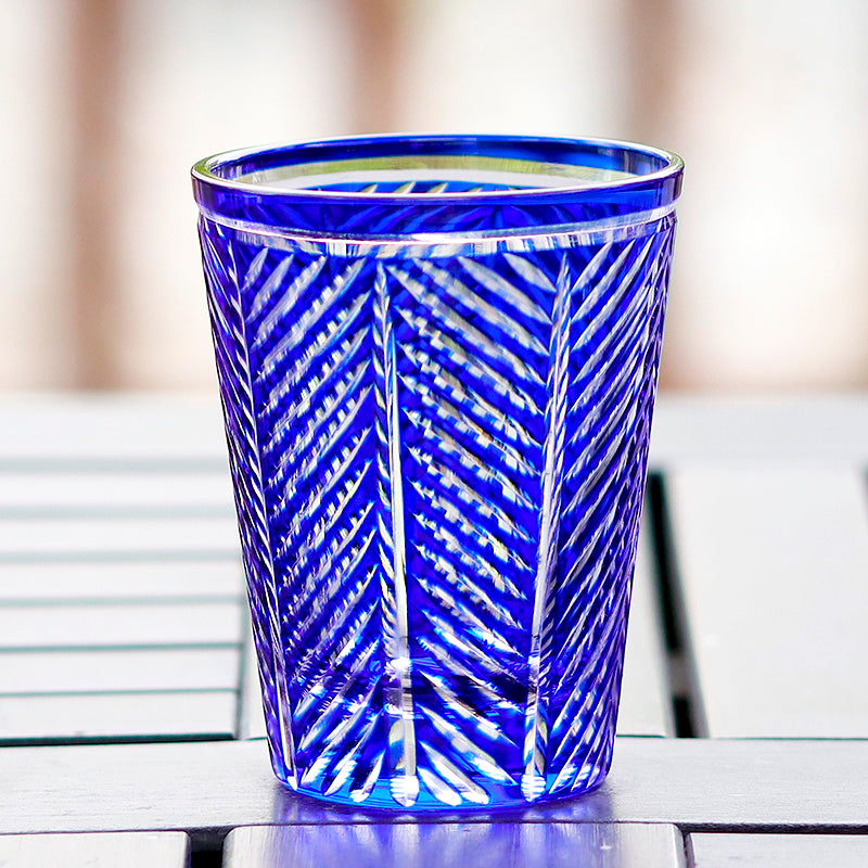 Feather Design Hand Cut Edo Kiriko Highball Glass Tumbler