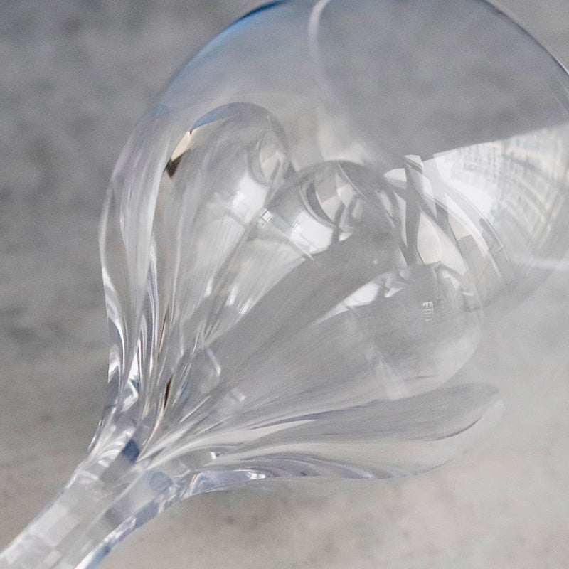 JP-096-4 Hand Cut To Clear Crystal Wine Glass Goblet For Water Beverages Glassware With Hand Carved 9 Petals Design